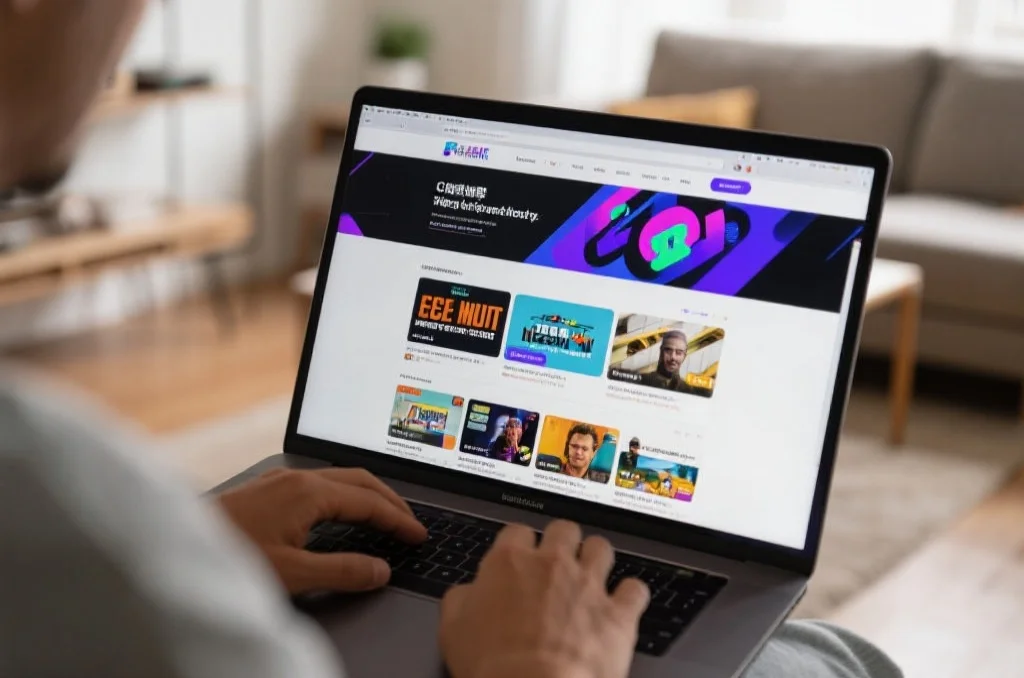 用户在电脑上使用风暴娱乐网页版