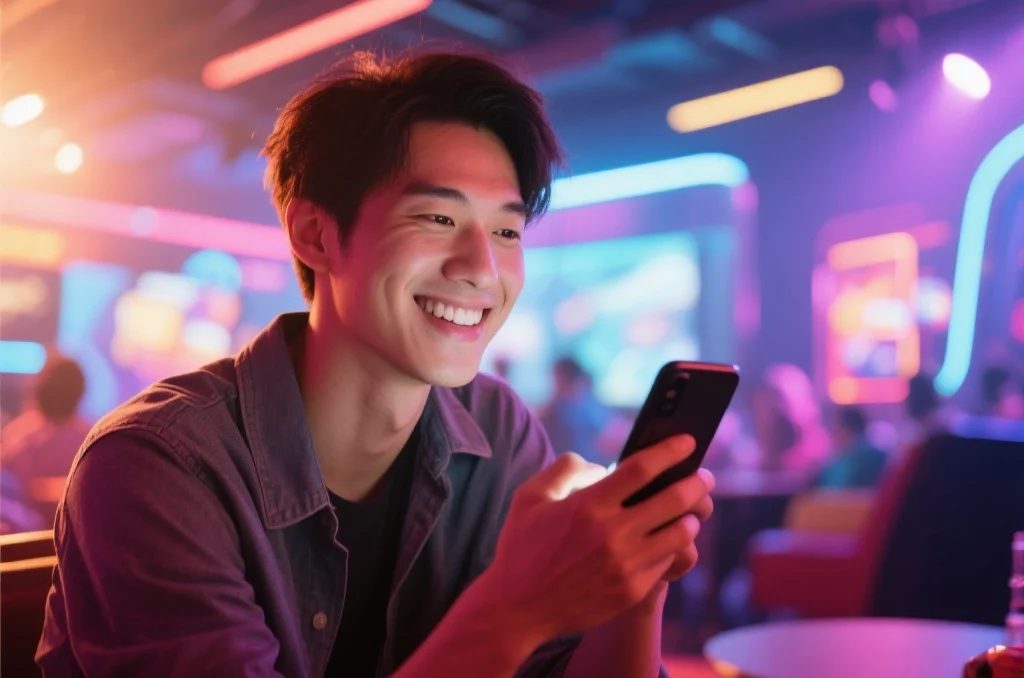 用户轻松愉快地使用娱乐App